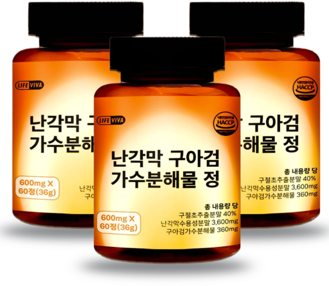 라이프비바 중장년 척추협착 허리재건 난각막 가수분해물 식약처 HACCP, 3세트, 60정