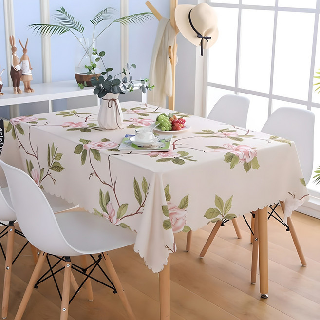 빌리네집 동백꽃 린넨 식탁보, 노블 동백꽃, 6인용(180 x 130cm), 1개