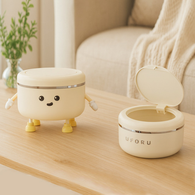눈팅이 원터치 원형 미니 탁상용 소형 휴지통 UFORU 귀여운 캐릭터 심플 모던 커스터마이징