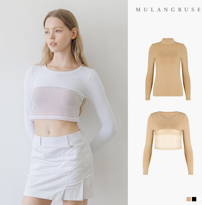 자외선차단 UV 여성 아스킨 골프이너웨어 모크넥/크롭티