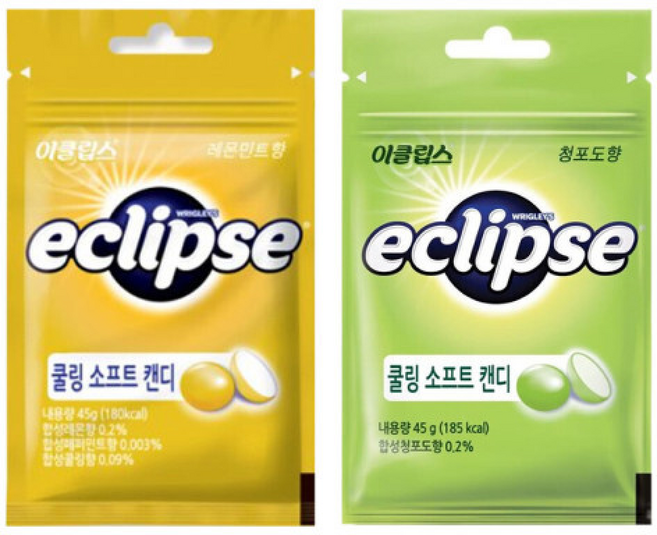 이클립스 쿨링 소프트 캔디 레몬민트향 + 청포도향, 45g, 5개