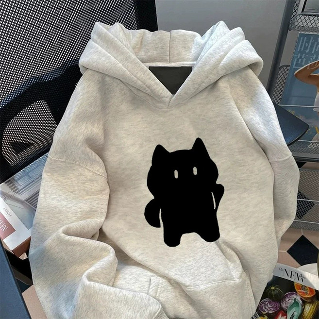 남녀공용 봄가을 겨울 빅사이즈 프린트 후드 포켓 긴팔 풀오버 맨투맨 셔츠 후드티