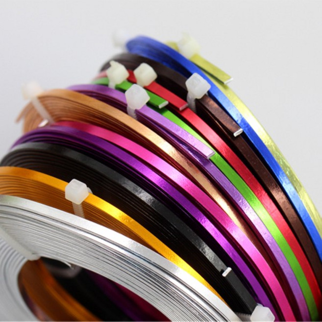 3x1mm 컬러 플랫 알루미늄 와이어 순수 알루미늄 바 5M Diy 수제 보석 생산 모델 꽃 제작 금속 와이어, 01 1mmx3mm, 04 blue color