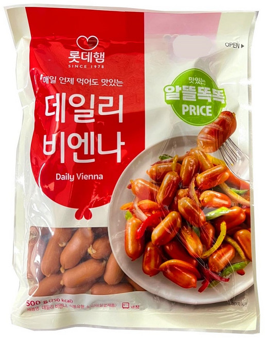 롯데 데일리 비엔나 500g /냉장 아이들반찬 안주 도시락, 1개