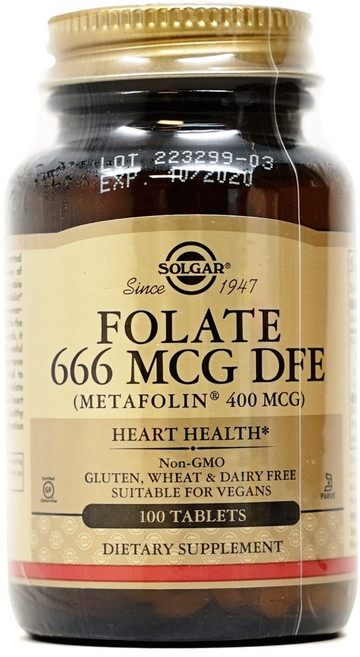 솔가 엽산 666mcg DFE 타블렛 글루텐 프리 비건, 100정, 1개