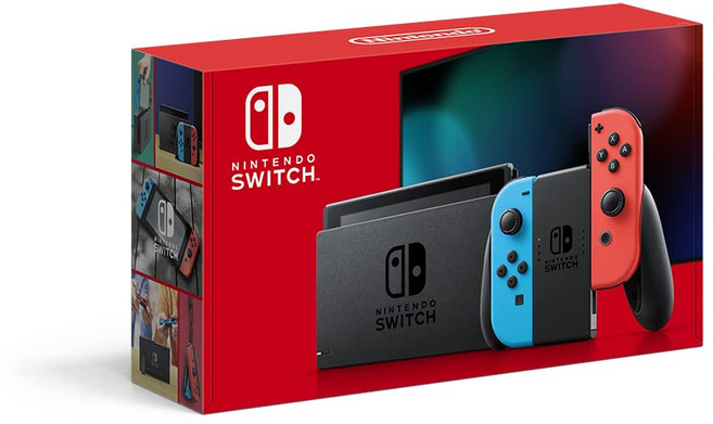 Nintendo Switch 본체 (닌텐도 스위치) Joy-Con(L) 네온 블루(R) 네온 레드(지속 시간이 길어진 모델), 1개, 상세페이지 참조