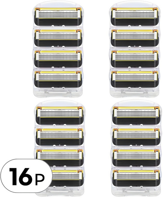투데이리빙 질레트 호환 면도날 16p 세트 업그레이드 5중날 초강력 절삭 퓨전 스킨텍 프로 매뉴얼 호환용 면도기날, R99936B(프로 호환용, 1세트, 16개입