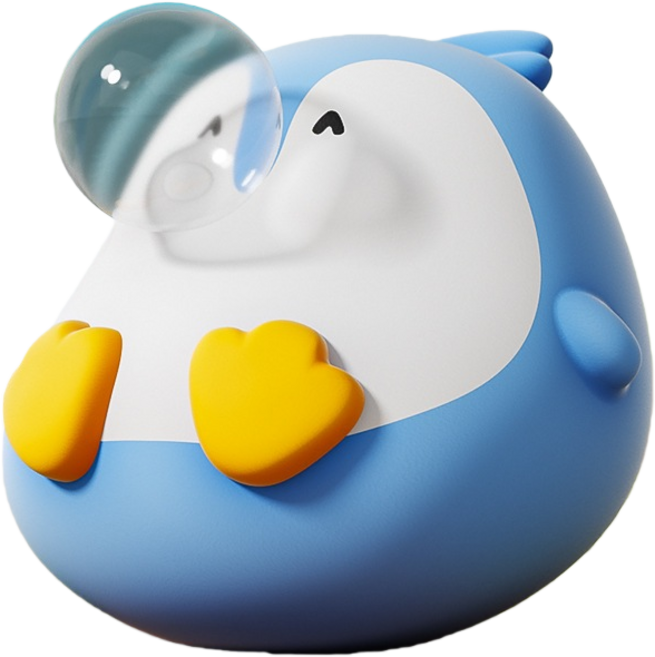 萌寵泡泡捏捏樂 解壓玩具 萌寵造型 吹泡泡 辦公小物 裝上擺件 發洩玩具 兒童玩具, 1個, 企鵝