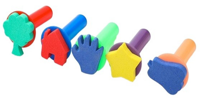 스펀지 도장 스템프 물감 페인팅 미술 모양 찍기 그림 10개, 1세트