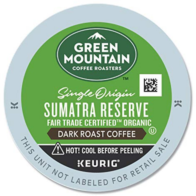 그린 마운틴 96개입 K 컵 공정 무역 유기농 수마트라 리저 Green Mountain 96 Ct K Cup Fair Trade Organic Samatran Reserve Cof, 수마트라 보호구역, 1개(96팩), 1개