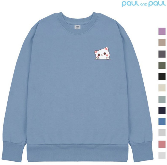 폴앤폴 큐티 고양이 남여공용 맨투맨 12컬러