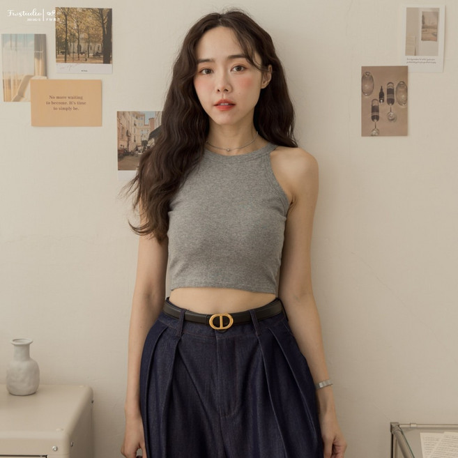 FWstudio 削肩 無袖 一體杯 背心 BRA TOP