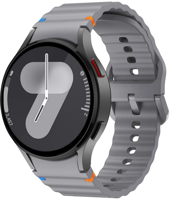 갤럭시워치 울트라/7/6/6클래식/5/5프로/4/4클래식호환 실리콘 스포츠 밴드 컬러풀한 스티치 스트랩, 우주 회색