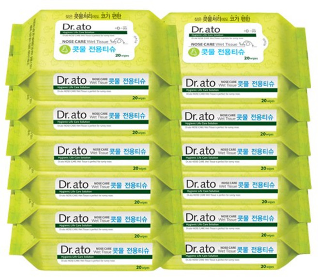 닥터아토 노즈케어 콧물전용 물티슈 휴대형 60평량, 60g, 20매, 12개
