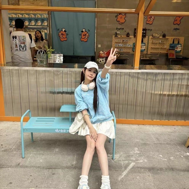 韓國戶外鐵藝長凳 公園防水長凳 咖啡店餐廳奶茶店長凳 陽台凳子 家用長椅 商場休息長椅, 天藍色,120*33*56, 1個
