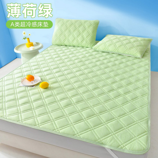 칠리패드 쿨매트 여름 쿨맥스, A타입 초냉감 매트리스-민트, 90x200cm[냉감매트리스+베개커버1개]