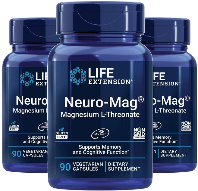 라이프익스텐션 뉴로-매그 마그네슘 L-트레오네이트 베지테리안 캡슐, 90정, 3개 - 쿠팡