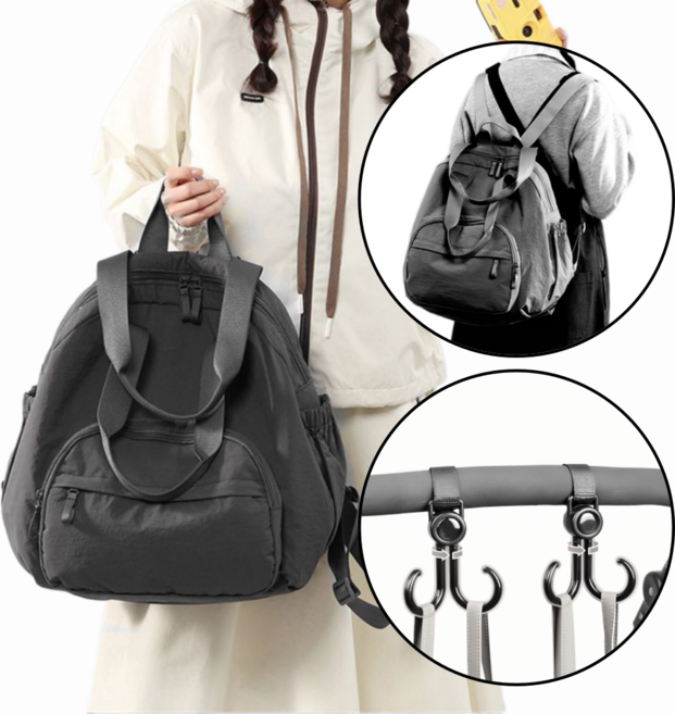 파인다즈 2way 가벼운 대용량 기저귀 가방 백팩, 블랙