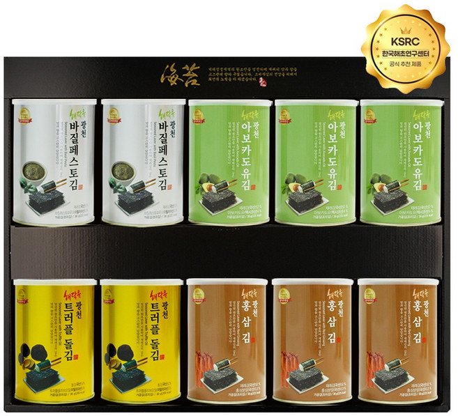 광천김 해달음 캔김 선물세트(쇼핑백동봉) 2캔/3캔/4캔/6캔/8캔/10캔, 10캔