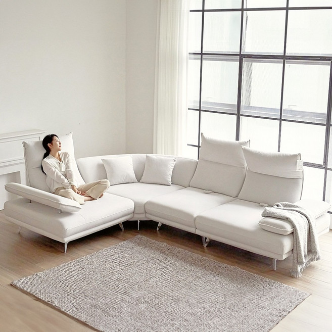 웰퍼니쳐 빅토리아 코너형 편안한 코모도 패브릭 무빙 스윙 패밀리 소파 아이보리