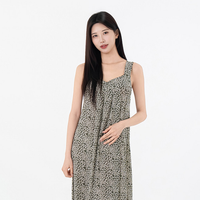 시크나인 끈나시 플라워 원피스 잠옷 슬립 여름 빅사이즈