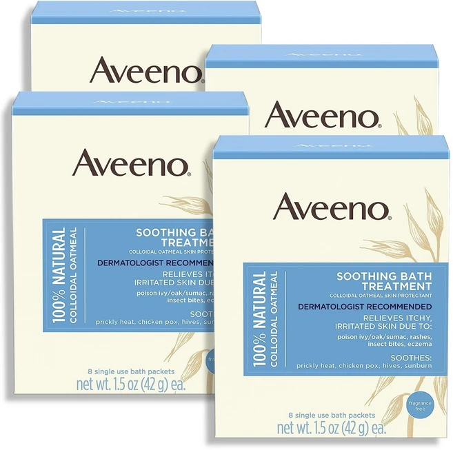 Aveeno 아비노 순한 건성피부용 오트밀 입욕제 8개입X4팩 총32회분 Soothing Bath Dry Eczema, 42g, 4개 - 쿠팡