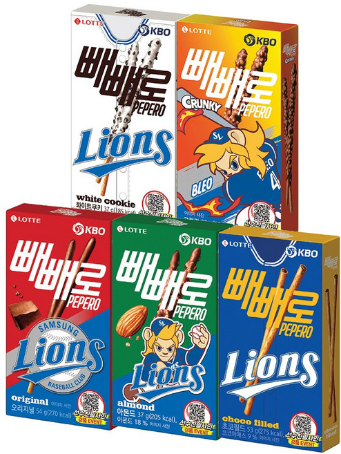 KBO X 빼빼로 5종 2개씩 혼합구성 삼성 라이언즈 x10개