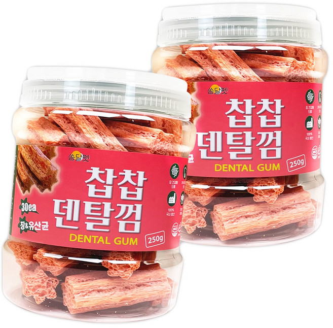 쏨달펫 찹찹 덴탈껌 2종 세트, 장+유산균, 250g, 2개