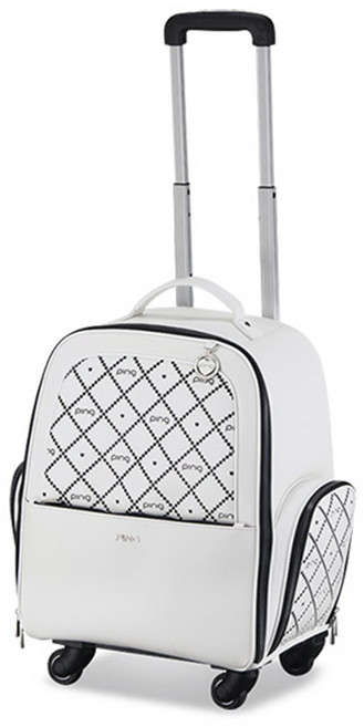 핑 W 프리미엄 골프 여행용 바퀴형 손잡이 여성 보스턴백, GK100753 화이트