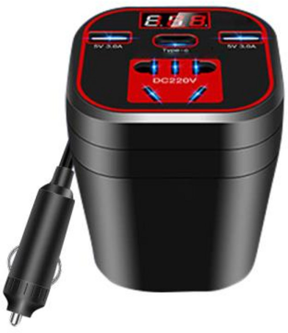 업그레이드 차량용 전원 인버터 12V ~ LED 디스플레이 노트북 태블릿 카메라용 3 USB 포트 휴대폰 충전, 1개