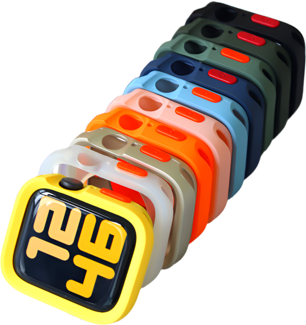 리브이즈 애플워치 호환 실리콘 범퍼 케이스 풀커버 전시리즈 울트라, 3 오렌지 44/45mm