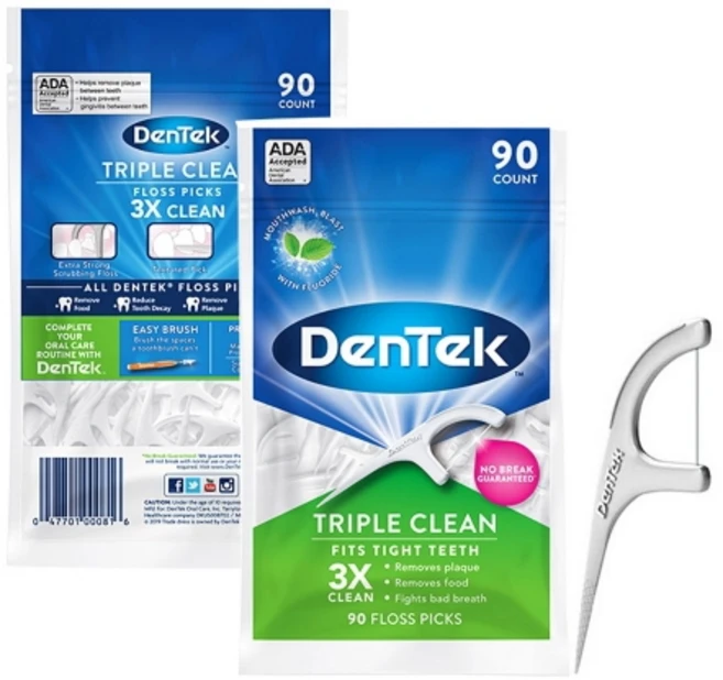 덴텍 트리플 클린 일회용 치실, 65mm, 90개입, 1개 - 쿠팡