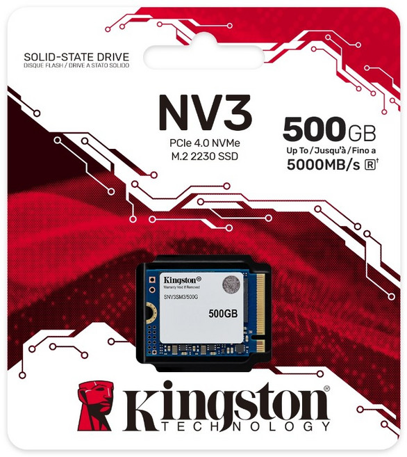 金士頓 Kingston NV3 PCIe 4.0 NVMe M.2 2230 SSD 固態硬碟, 500GB, SNV3SM3, 500GB