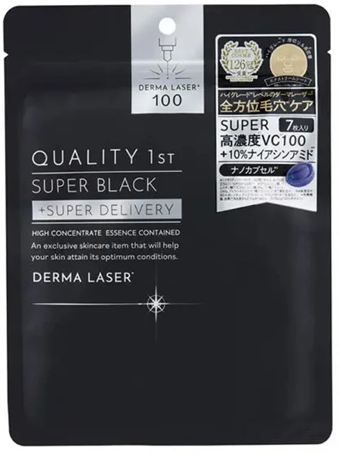 일본 QUALITY 1st DERMA LASER SUPER 더마 레이저 마스크 팩 7매입 슈퍼 블랙, 1개 - 쿠팡