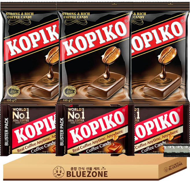 [블루존] 커피맛 캔디 사탕 A세트 코피코 커피캔디100g 3개 코피코 커피 블리스터32g 3개 통아몬드 3개, 32g, 9개