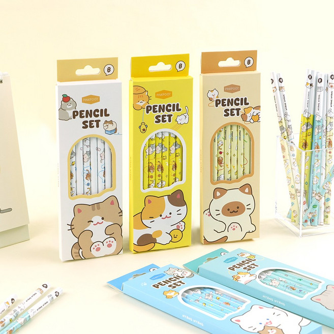 냥냥 연필 세트-6본 5종 1세트, 1개