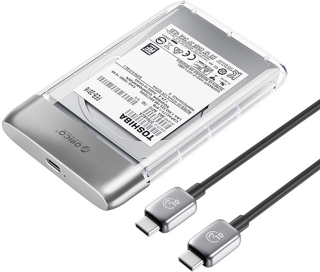 오리코 투명 Type-C 2.5형 SSD 외장하드케이스 TX25C3, TX25C3-GY, 1개