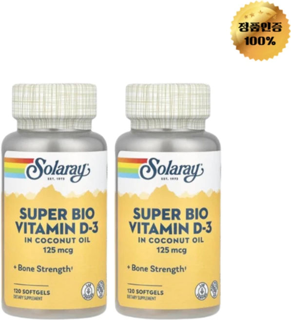 1+1 솔라레이 슈퍼 바이오 비타민D3 5 000IU 소프트젤 120정, 120회분, 2개 - 쿠팡