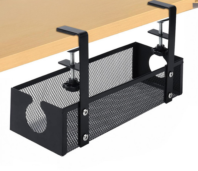 미니플 무타공 책상 철망 수납 선반, 블랙, 1개