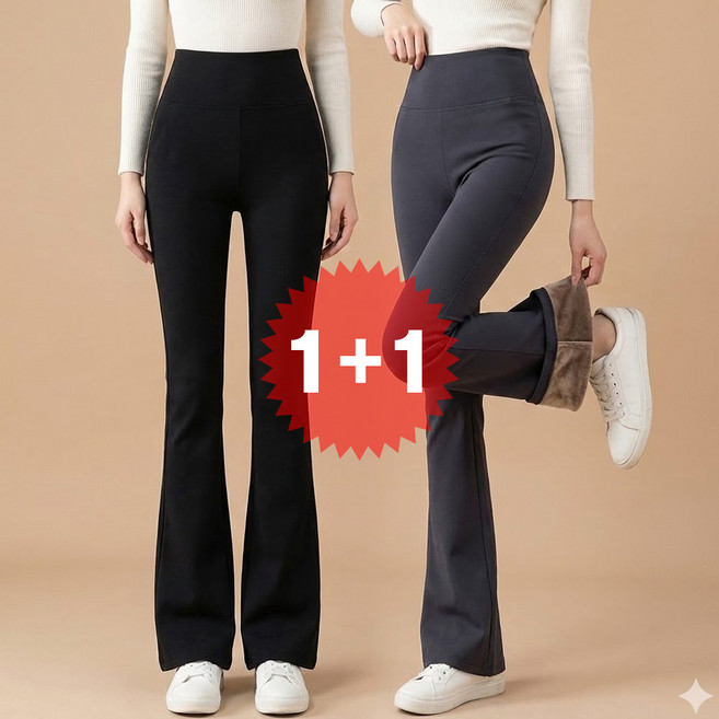 지디오 여성 기모 부츠컷 레깅스 2개 세트 슬림 하이웨스트 쫀쫀 털안감 따뜻한 가을 겨울 레깅스