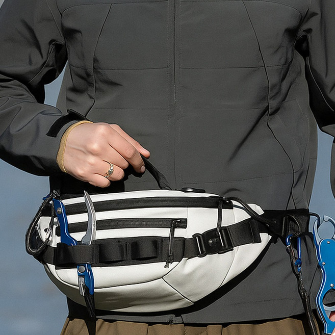 SRF 루어 가방 보조 낚시 힙색 슬링백 FB-1000, 화이트