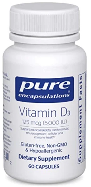 퓨어 인캡슐레이션 Pure Encapsulations 비타민 D3 5000IU 60캡슐, 1개, 60정 - 쿠팡