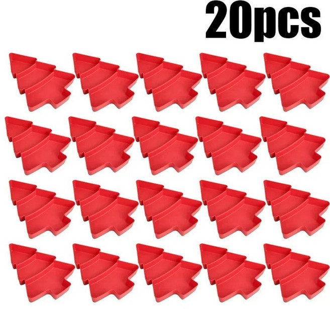 크리스마스 트리 모양의 과일 트레이 플라스틱 캔디 스낵 말린 멜론 플레이트 파티 홈 인테리어, 1개, 색상: 10. Red 20PCS