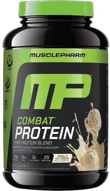 MusclePharm (머슬팜) 컴배트 프로틴 파우더 바닐라 아이스크림 900g, 1개 - 쿠팡