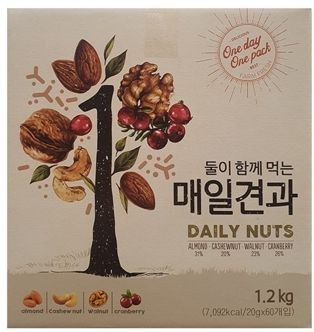 둘이 함께먹는 매일견과 20g x 60입, 1개