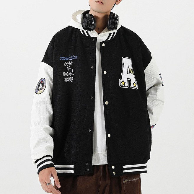 킹앤조이 부클에이 웡카 와펜 루즈핏 야구점퍼(기본안감)