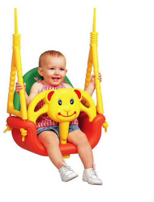 곰돌이 그네 그네봉포함 체어 의자 유치원 아기 유아 실내 안전 놀이터, 1개