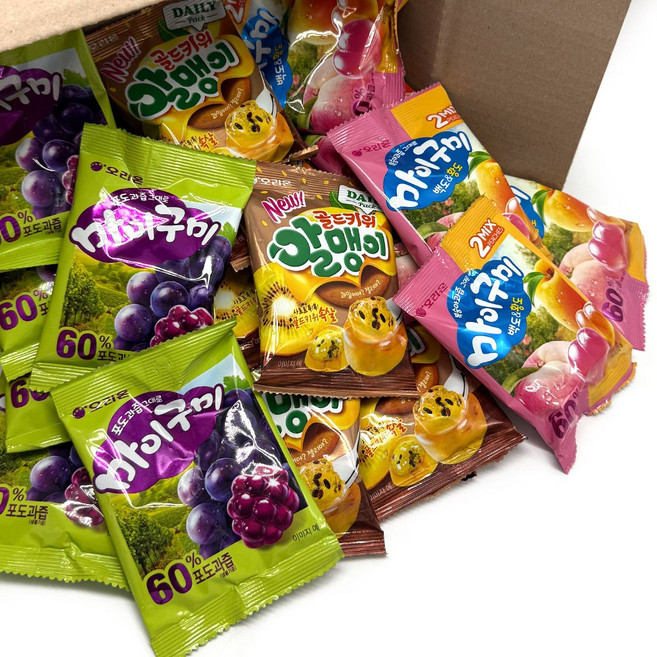 젤리 3종 마이구미 포도+마이구미 황도&백도+골드키위 알맹이 총30개 (개별포장)