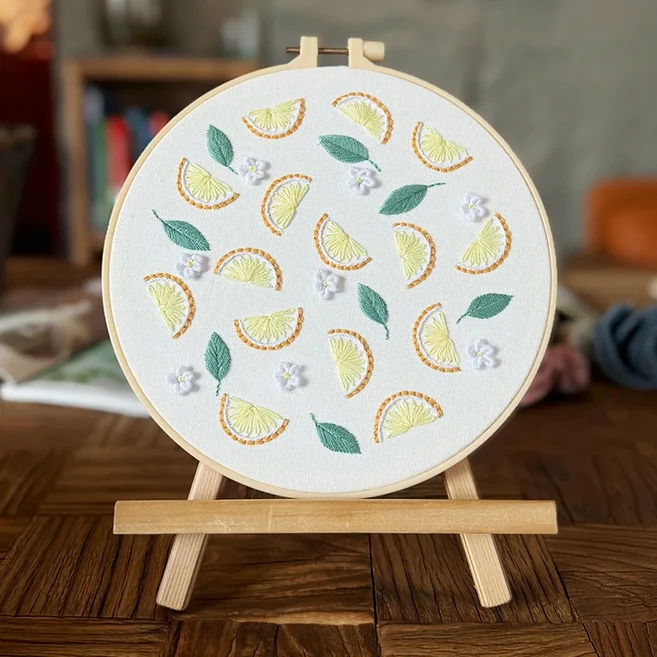 나비 꽃 화환 홈 장식 키트 스레드 스탬프 패턴 천 바늘 크리스마스를위한 DIY Crafter 선물, with 20cm hoop, C2, 1개
