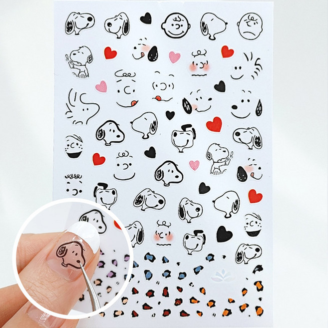 네일데칼 스누피 찰리브라운 네일아트스티커 2장세트, 2개, 스누피 B타입